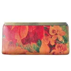 NWT Patricia Nash Cauchy Floral Brass and Leather Wallet